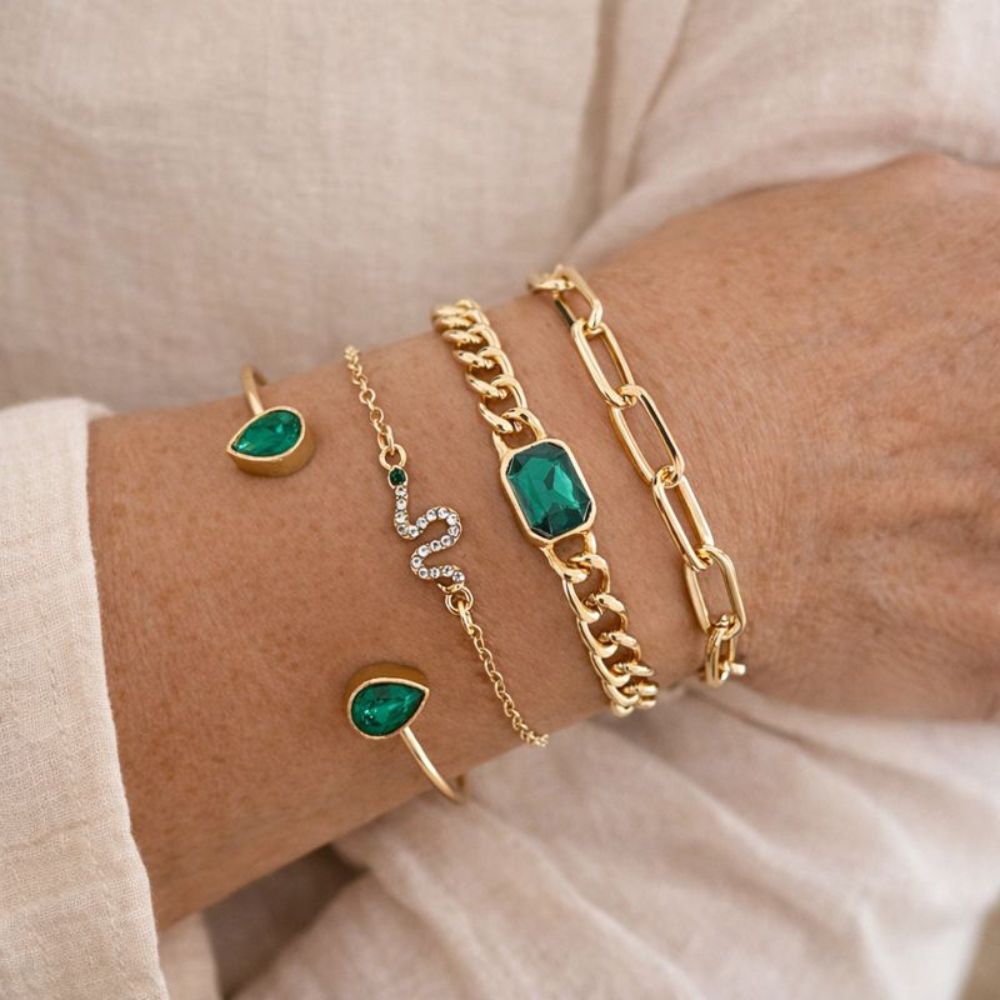 Braccialetti con Cristalli Verdi Pack