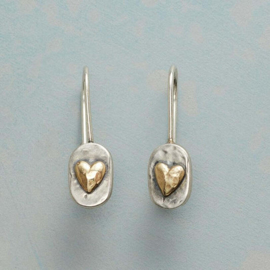 Orecchini a Cuore Incastonati in Oro Vintage