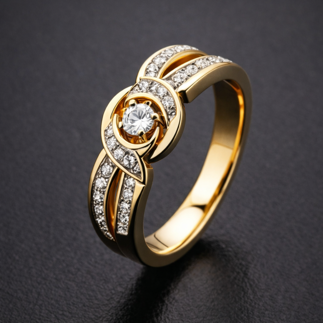 Anello di Cristallo Infinito Dorato