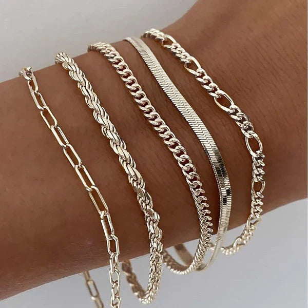 Emilia - Set di Bracciali da 5 Pezzi in Oro