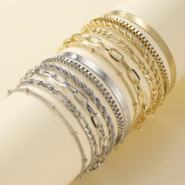 Emilia - Set di Bracciali da 5 Pezzi in Oro