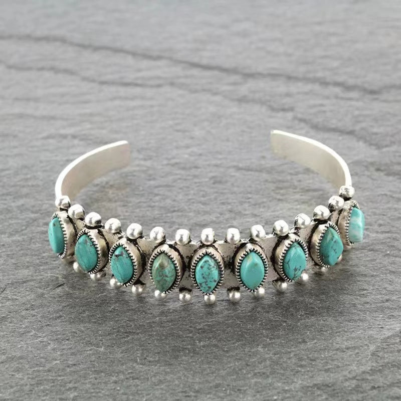 Bracciale a Cuff in Turchese Azmira | Oro Bianco