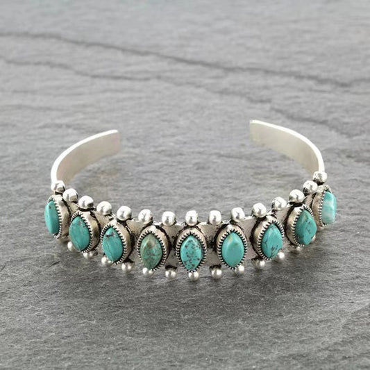 Bracciale a Cuff in Turchese Azmira | Oro Bianco