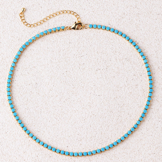 Collana Tennis Tonda Turchese | Oro
