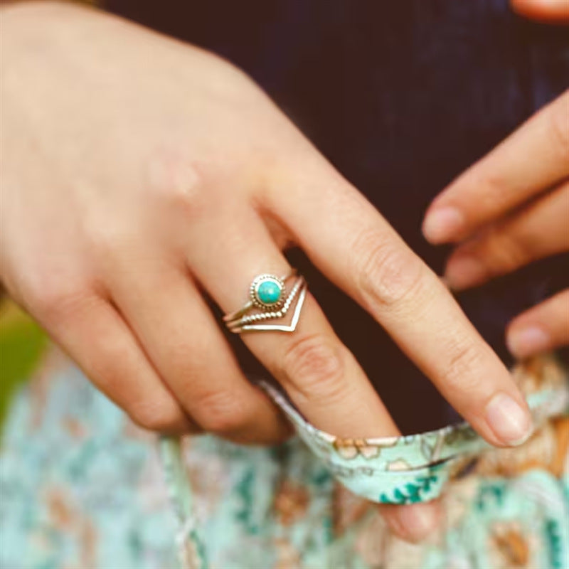 Anello di Perline Turchesi Velora | Oro