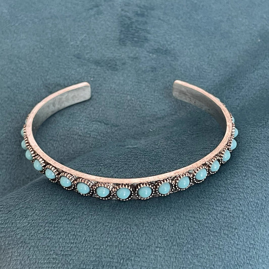 Bracciale Aperto Talisse Turchese | Oro Bianco