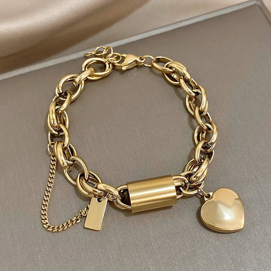 Guadalupe - Bracciale con Ciondolo a Cuore Dorato