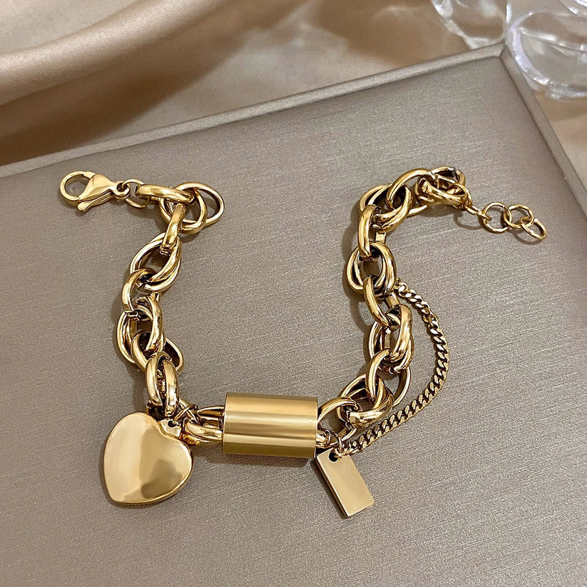 Guadalupe - Bracciale con Ciondolo a Cuore Dorato