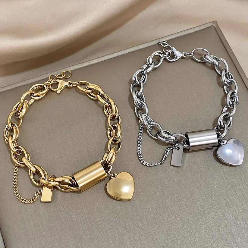 Guadalupe - Bracciale con Ciondolo a Cuore Dorato