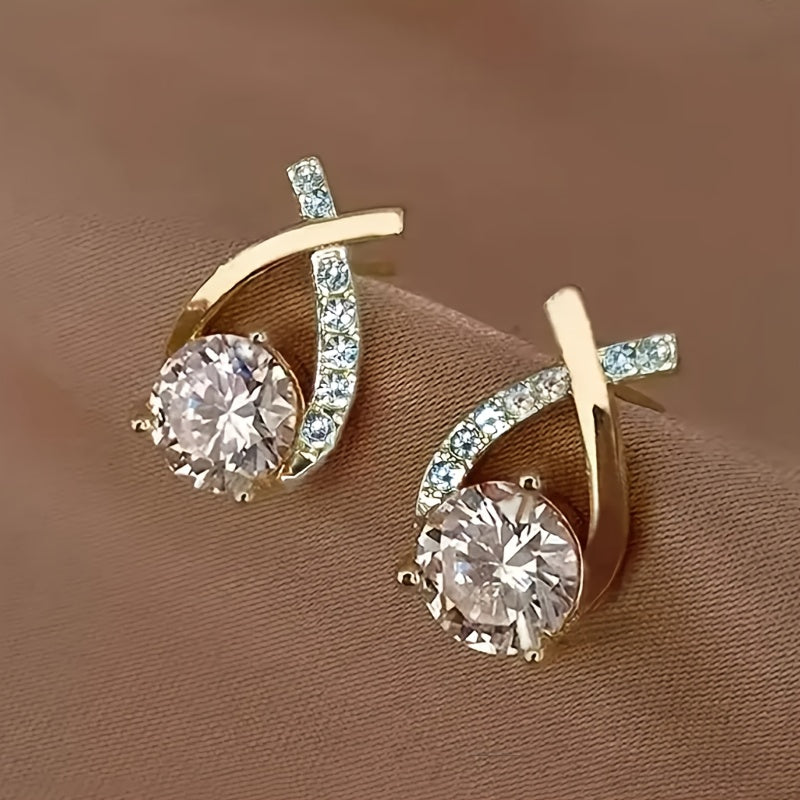 Soledad - Orecchini con Croce Dorata e Zirconia