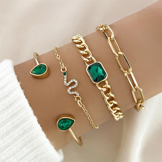 Braccialetti con Cristalli Verdi Pack
