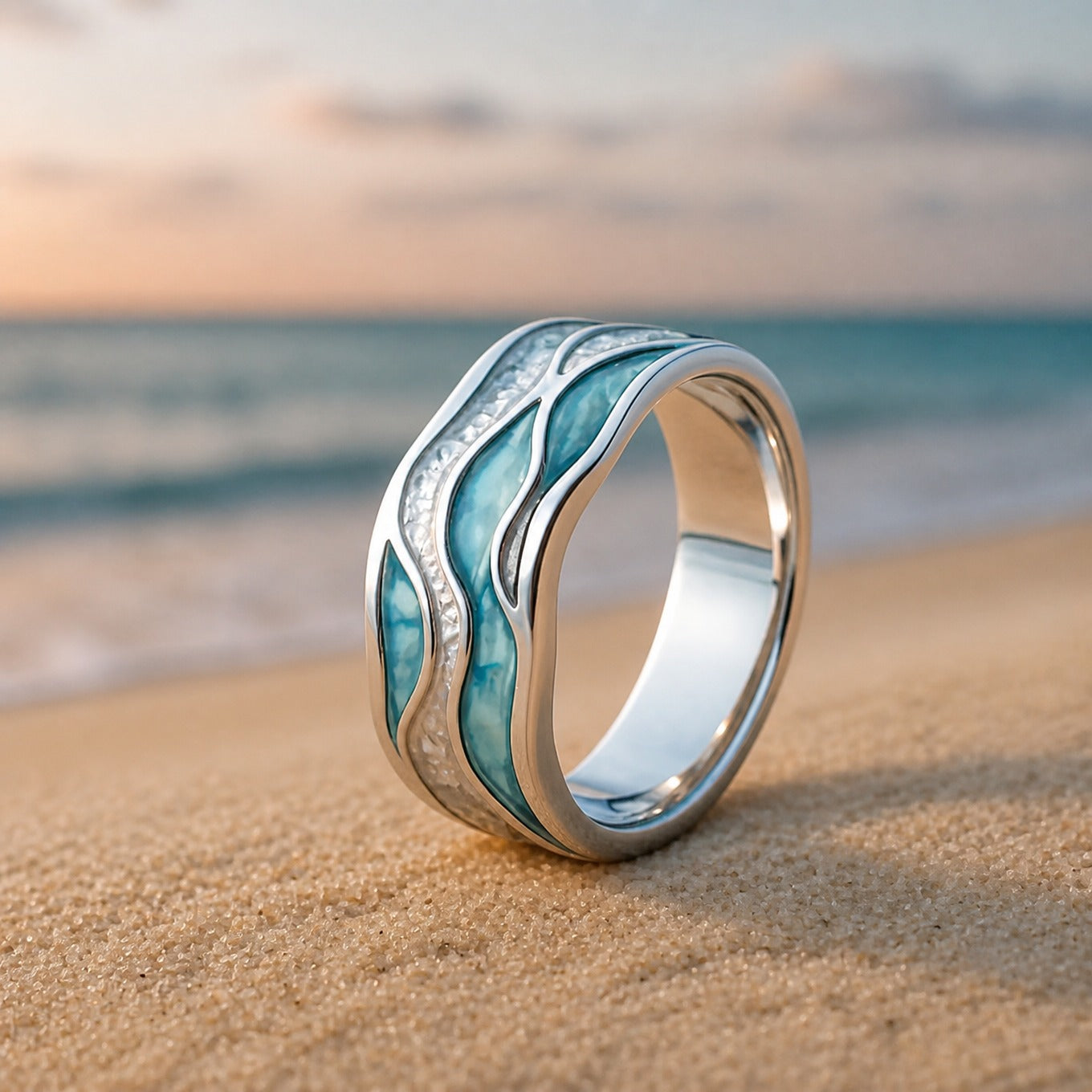 Anello Ripple Oceano Turchese